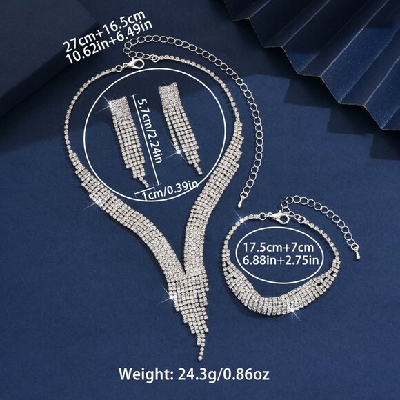 Set of fashionable and elegant crystal beaded necklaces and earrings for women, - Picture 2 of 2